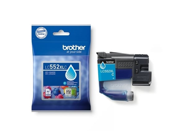 Brother LC552XLC, Cyan, Pigmentbasert blekk, 1 stykker, 1500 sider, Enkeltpakke