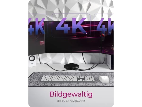 ICY BOX - Dockningsstation - USB-C - 3 x HDMI - 1GbE