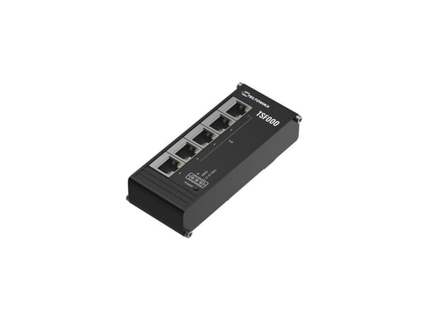 Teltonika TSF000 - Switch - ikke-styrt - 5 x 10/100 (4 PoE+) - DIN-skinnemonterbar - PoE+ (120 W)