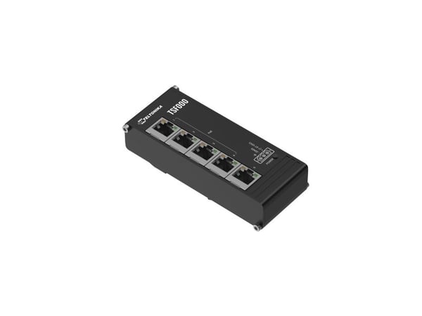 Teltonika TSF000 - Switch - ikke-styrt - 5 x 10/100 (4 PoE+) - DIN-skinnemonterbar - PoE+ (120 W)