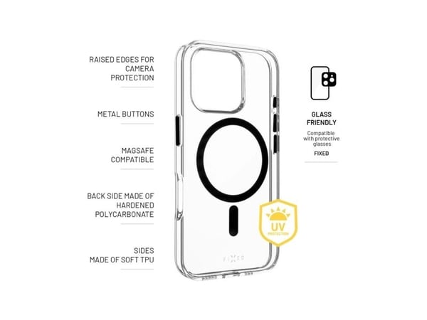 Kotelo Kiinteä Kiinteä | MagPurity | Takakuori | Apple | iPhone 16 Pro | TPU | Kirkas musta | Clear Black