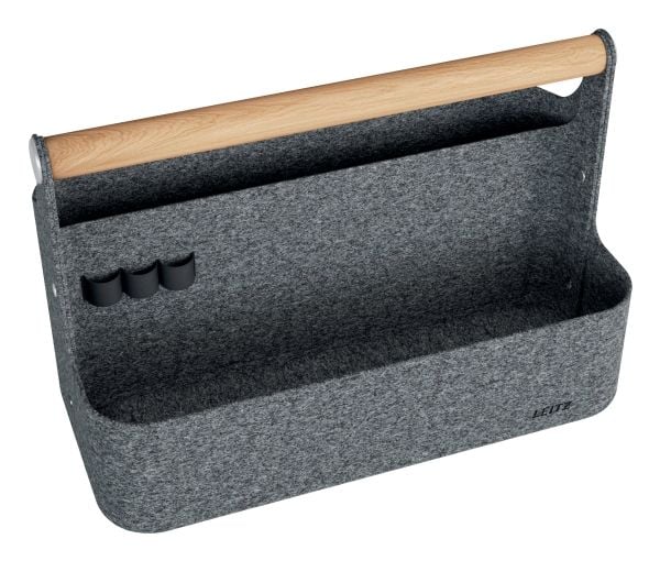 Leitz Bärbar Förvaringslåda i Premium Filt, Förvaringslåda, Grå, Rektangulär, Filt, Återvunnen polyester, Bok, Monokromatiskt, 380 mm