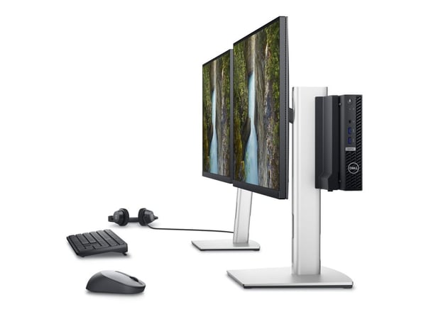 Dell Pro Micro MFS22 - Skjerm/stasjonær-stativ - 19"-27" - sølv - for OptiPlex 3000, 5000, 70XX; Pro Micro Plus QBM1250, Micro QCM1250, Micro QCM1255