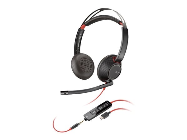 HP Poly Blackwire C5220 - Blackwire 5200 series - hodesett - on-ear - kablet - USB-C, 3,5 mm jakk - svart - Certified for Microsoft Teams, Certifie...