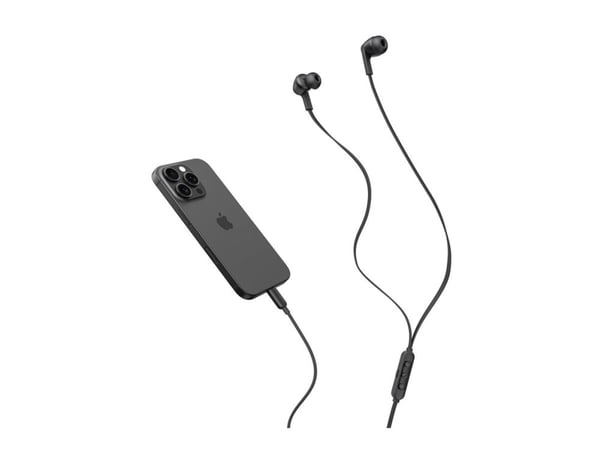 Belkin SoundForm ANC - Hörlurar med mikrofon - inuti örat - kabelansluten - aktiv brusradering - USB-C - ljudisolerande - svart