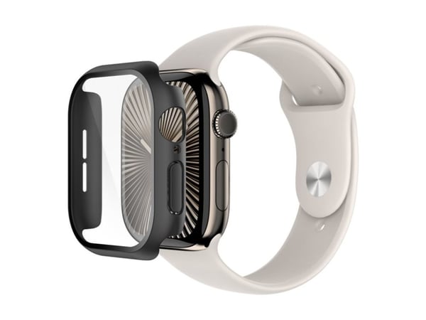 Belkin SCREENFORCE TemperedCurve - Støtfanger for smartarmåndsur - 2-i-1, 46mm - herdet glass (9H) - svart - for Apple Watch Series 10 (GPS + Cellu...