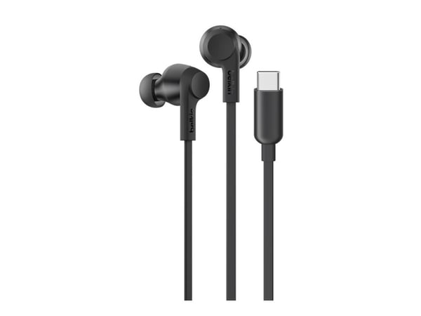 Belkin SoundForm ANC - Ørepropper med mikrofon - i øret - kablet - aktiv støydemping - USB-C - lydisolerende - svart