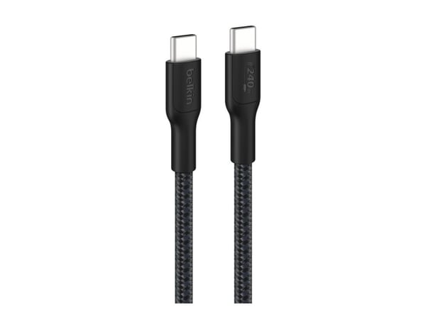Belkin BoostCharge Pro - USB-kabel - USB-C (hann) til USB-C (hann) - 3 m - USB Power Delivery (240 W), braided - svart