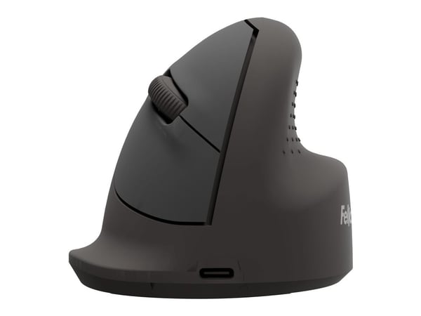Fellowes Breyta - Vertikal mus - ergonomisk - medium - høyrehendt - optisk - 5 knapper - trådløs - Bluetooth, 2.4 GHz, USB-C - svart