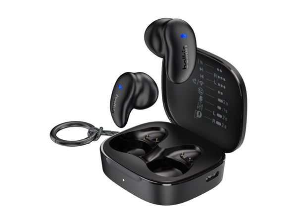 Belkin SoundForm Anywhere - True wireless-hodetelefoner med mikrofon - semi-in-ear - Bluetooth - svart
