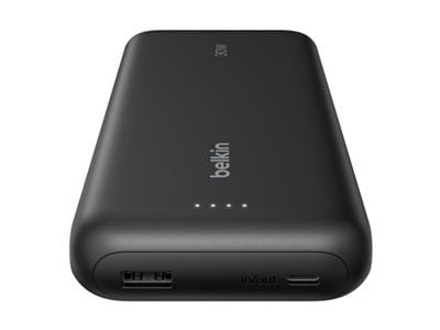 Belkin Gaming - Strømbank - 20000 mAh - 30 watt - Fast Charge, PD - 3 utgangskontakter (USB, 2 x USB-C)