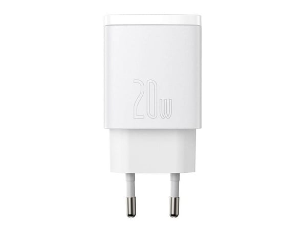 Baseus Compact-pikalaturi, USB, USB-C, 20W (valkoinen)