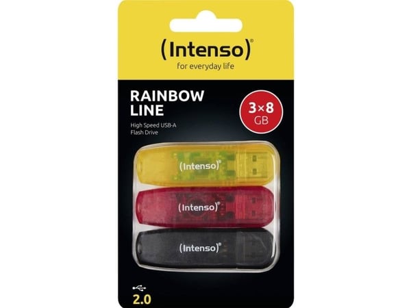 Intenso 3502463, 8 GB, USB Type-A, 2.0, 28 MB/s, Med lokk, Flerfarget