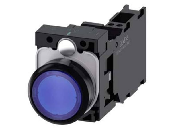 Painikevalo 22mm pyöreä pla sininen 1NO1 230V