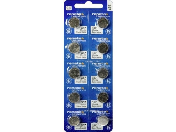 Renata knappcellebatteri 357 1,55 V 10 stk 160 mAh sølvoksid 357 MP CE Renata knappcellebatteri 357 1,55 V 10 stk 160 mAh sølvoksid 357 MP CE