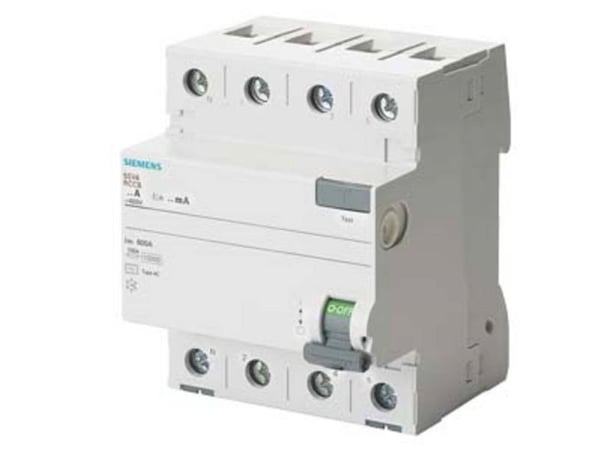 Jordfelsbrytare 4P 25A 0.03A AC typ pol N vänster 30mA 400V SENTRON 5SV4342-0KL