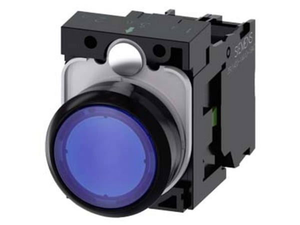 Painikevalo 22mm pyöreä pla sininen 1NO 230V