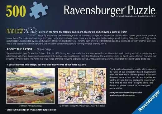 Dėlionė Ravensburger - Pussel 500 Hadlow-ponnyer