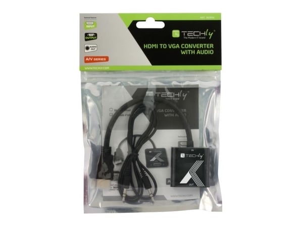 Techly IDATA HDMI-VGA2AP, Sort, 0,1 m, CE, FCC, RoHS, 1920 x 1200 piksler, 480p, 576p, 720p, 1080p, 8 bit