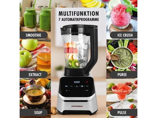 Gastroback Design Multi-Power Standmixer Mix & Soup, Bord juicepresse, 2 l, Pulsfunksjon, Isknusing, 0,9 m, 2000 W