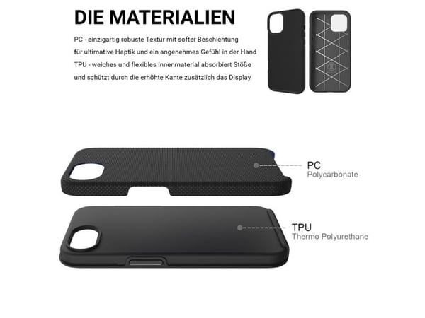 JT BERLIN Pankow Solid, Mobilskal, Apple, iPhone 16E, 15,4 cm (6.06"), Svart