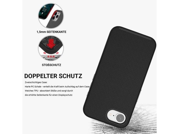 JT BERLIN Pankow Solid, Mobilskal, Apple, iPhone 16E, 15,4 cm (6.06"), Svart