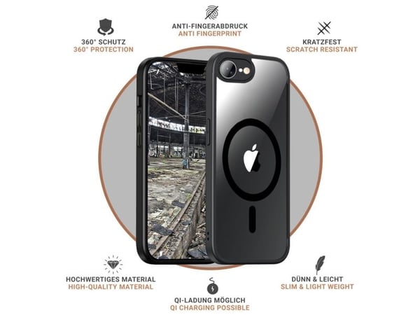 JT BERLIN Pankow Hybrid, Etui, Apple, iPhone 16E, 15,4 cm (6.06"), Svart