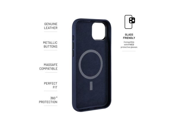 FIXED MagLeather, Suojus, Apple, iPhone 15 Plus, 17 cm (6.7"), Sininen