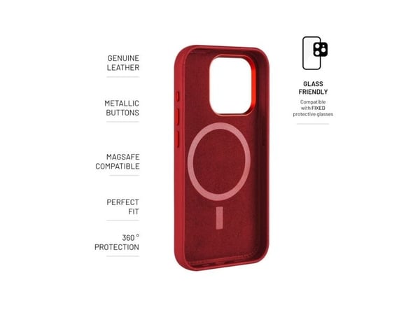 FIXED MagLeather, Suojus, Apple, iPhone 15 Pro Max, 17 cm (6.7"), Punainen