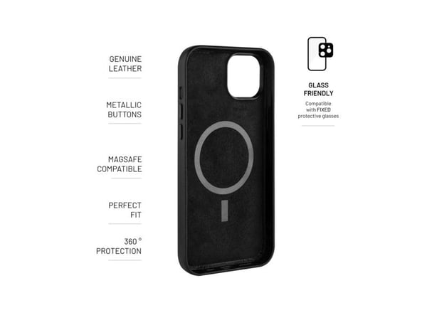 FIXED MagLeather, Suojus, Apple, iPhone 14, 15,5 cm (6.1"), Musta