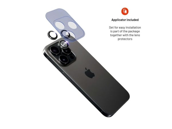 FIXED FIXGCS-1202-BK, Apple, iPhone 15 Pro/15 Pro Max, Ripebestandig, Slagbestandig, Gjennomsiktig, Svart, 2 stykker