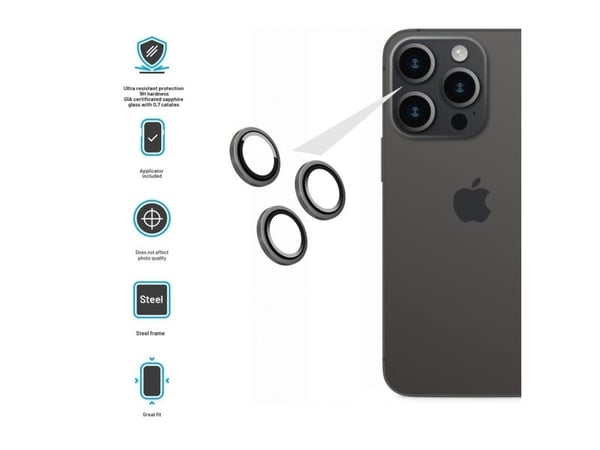 FIXED FIXGCS-1202-SL, Apple, iPhone 5 Pro/15 Pro Max, Ripebestandig, Slagbestandig, Gjennomsiktig, Sølv, 2 stykker