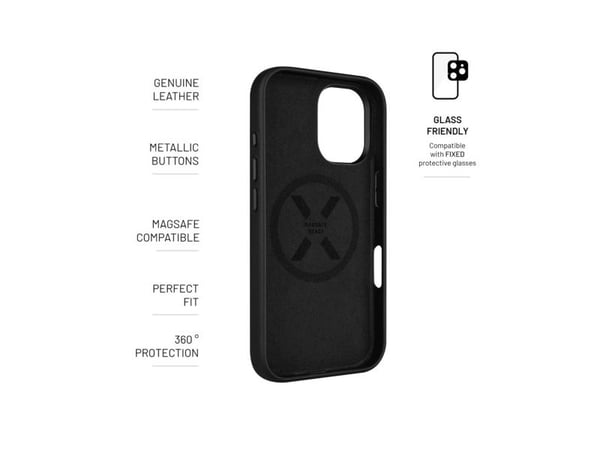 Veske Fixed Fixed MagLeather | Bakside | Apple | iPhone 16 | Skinn | Svart