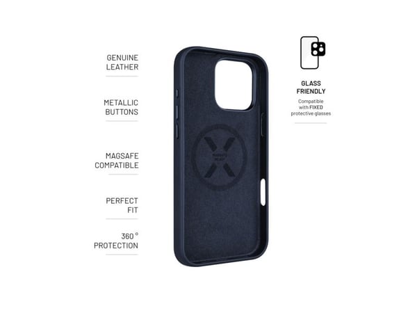 Kotelo Fixed Fixed MagLeather | Takakuori | Apple | iPhone 16 Pro Max | Nahka | Sininen | Blue