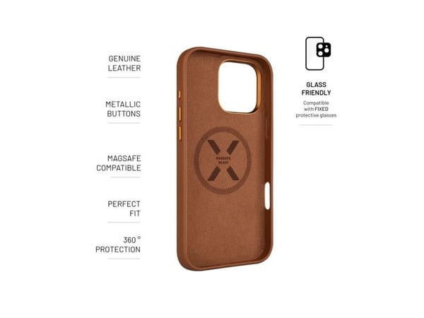 FIXED MagLeather, Suojus, Apple, iPhone 16 Pro Max, 17,5 cm (6.9"), Ruskea