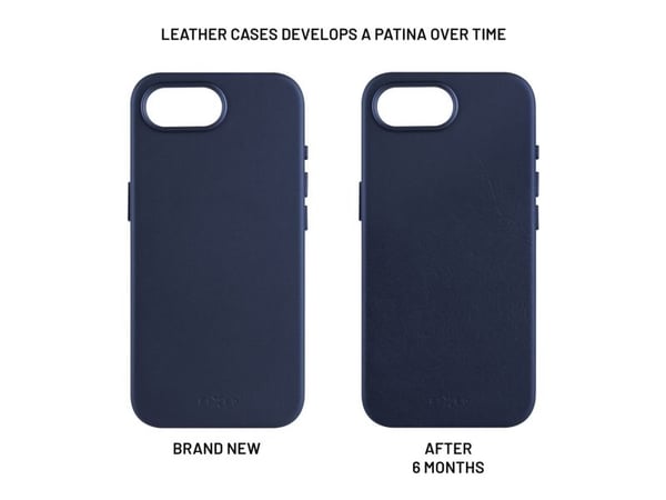 Fast MagLeather MagSafe-skal för Apple iPhone 16E blå