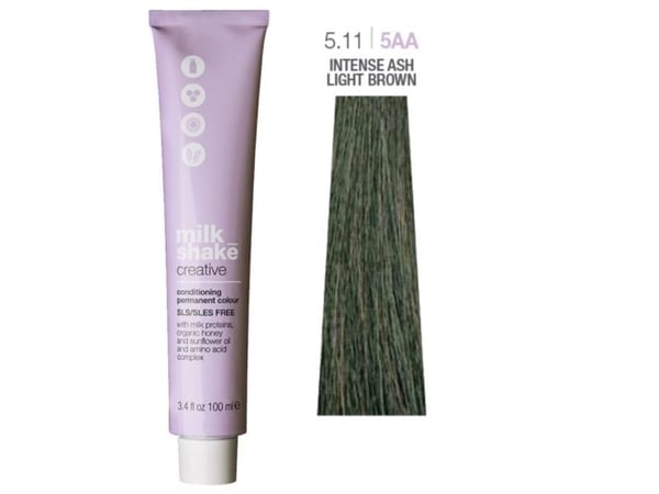 Milk Shake permanent hårfarge Creative SLS/SLES-fri 5.115AA lysbrun intens ask 100 ml