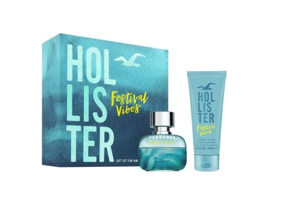 Festival Vibes Set Hollister: Festival Vibes, suihkugeeli ja shampoo 2-in-1, 100 ml + Festival Vibes, Eau De Toilette, miehille, 50 ml