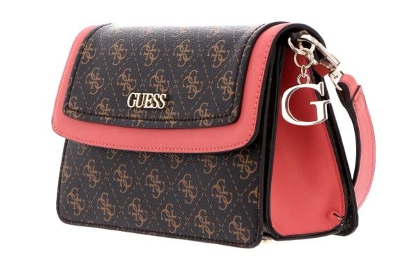 Guess Camy 4G-logo crossbody-veske Coral/Brown