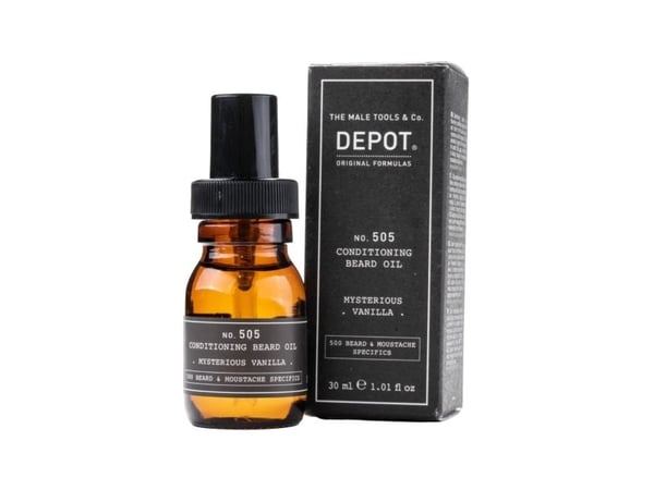 Depot Depot 505 skjegg- og hårspesifikke olje Vitamin E, Mysterious Vanilla, 30 ml (for menn)