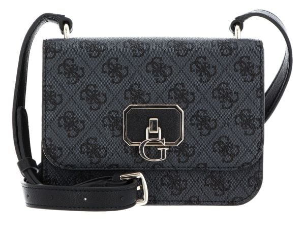 Guess Noelle, polyuretan, belte, magnetisk klips, crossbody-veske, svart, 14 x 18.5 x 7 cm