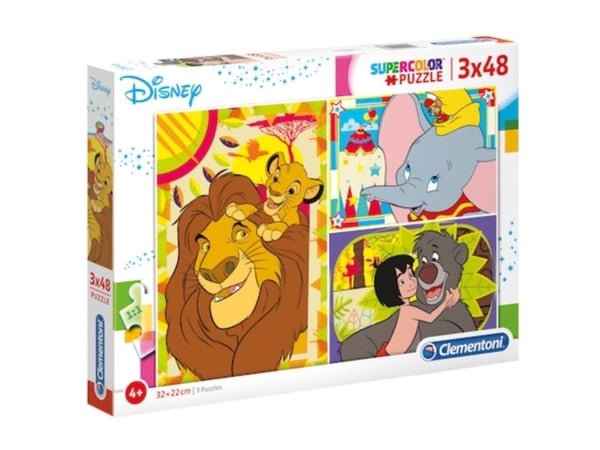 Clementoni Puzzle 3x48 Super väri Disney klassikko