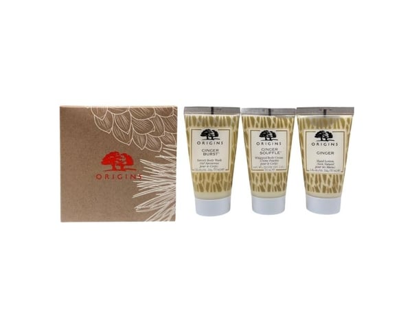 Origins presentset: Origins, body wash + Ginger; handlotion + Ginger; body soufflé; body cream