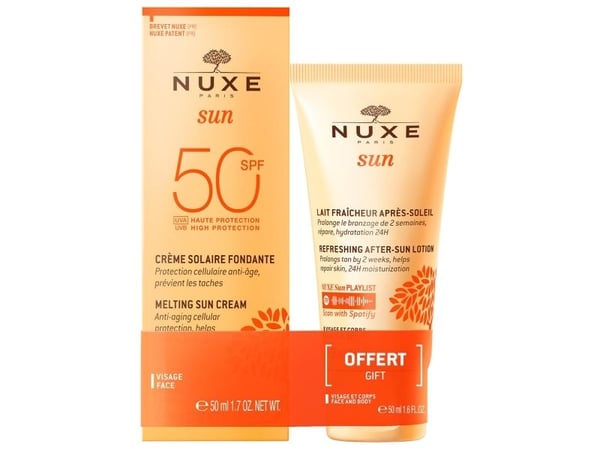 Nuxe Set : Sun Melting, Sunscreen Cream, For Face, SPF 50, 50 ml + Sun, Sun Protection, After-Sun Lotion, 50 ml For Women