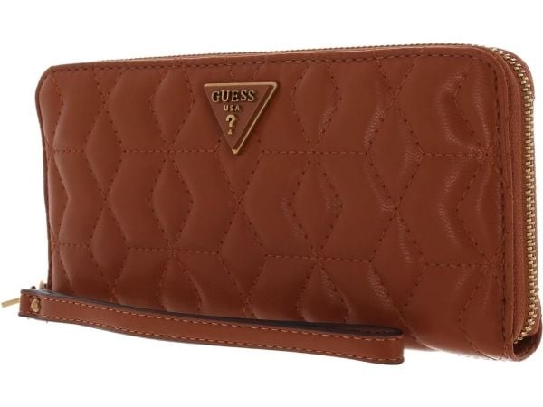 Guess Elenia tekstil-lommebok med glidelås SLG Large Zip, cognac (til kvinner)