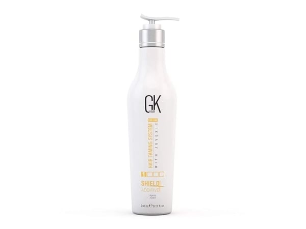 GK HAIR (Global Keratin) Shield Additive sjampo & balsam 2-i-1, Repairing & Strengthening, 240 ml for kvinner