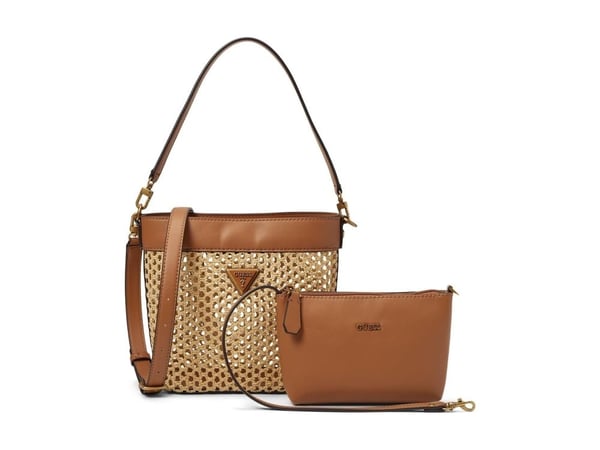 Guess Vikky tyg tote-väska cognac för kvinnor