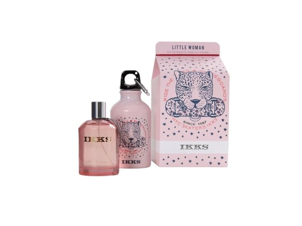 IKKS-sett: Little Woman Eau De Toilette 100 ml + Little Woman GWP glass vannflaske, rosa