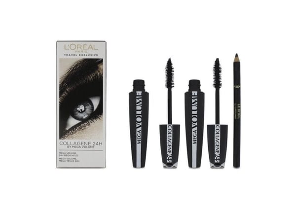 L’Oréal Paris Mascara Mega Volume Collagene 24h set för kvinnor 2x9 ml + 2g Eye Contour Khol Black