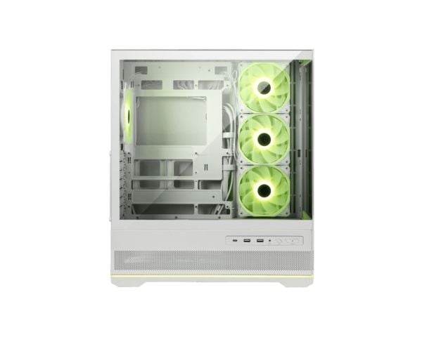 MSI MAG PANO 110R PZ - Mid tower - ATX - sidepanel med vindu (herdet glass) - ingen strømforsyning (ATX) - hvit - USB/lyd
